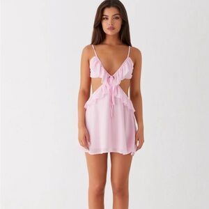 Peppermayo - polly ruffle mini dress pink